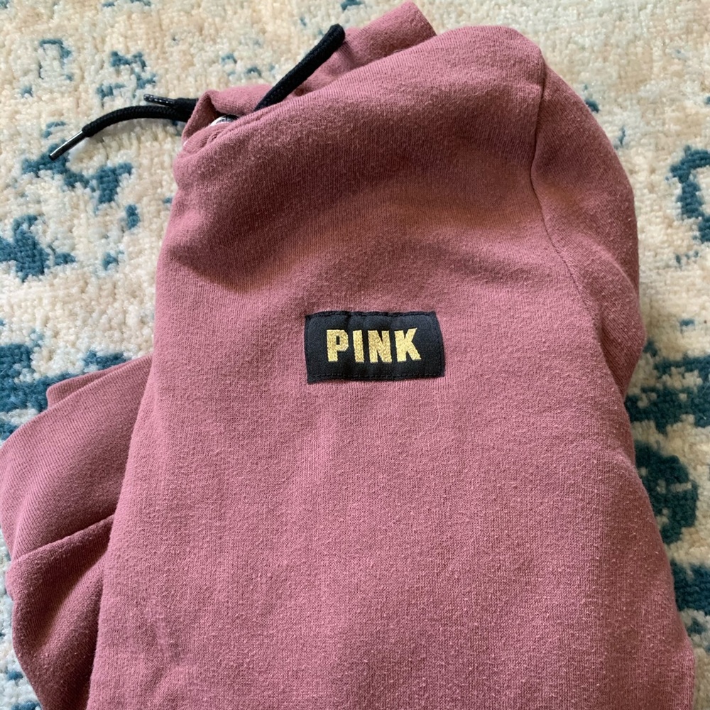 PINK Victoria's Secret Women's Dusty Rose Hoodie - Casual Pullover Sweatshirt
